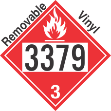 Flammable Class 3 UN3379 Removable Vinyl DOT Placard
