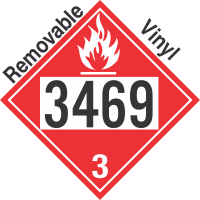 Flammable Class 3 UN3469 Removable Vinyl DOT Placard