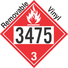 Flammable Class 3 UN3475 Removable Vinyl DOT Placard