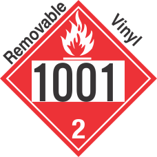 Flammable Gas Class 2.1 UN1001 Removable Vinyl DOT Placard