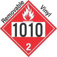 Flammable Gas Class 2.1 UN1010 Removable Vinyl DOT Placard