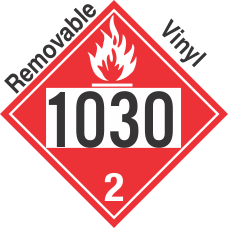 Flammable Gas Class 2.1 UN1030 Removable Vinyl DOT Placard