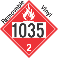 Flammable Gas Class 2.1 UN1035 Removable Vinyl DOT Placard