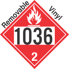 Flammable Gas Class 2.1 UN1036 Removable Vinyl DOT Placard