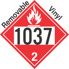 Flammable Gas Class 2.1 UN1037 Removable Vinyl DOT Placard