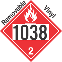 Flammable Gas Class 2.1 UN1038 Removable Vinyl DOT Placard