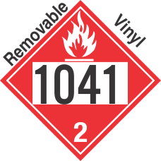 Flammable Gas Class 2.1 UN1041 Removable Vinyl DOT Placard