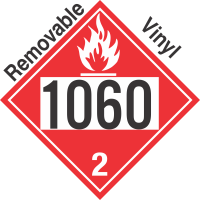 Flammable Gas Class 2.1 UN1060 Removable Vinyl DOT Placard