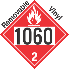 Flammable Gas Class 2.1 UN1060 Removable Vinyl DOT Placard