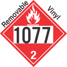 Flammable Gas Class 2.1 UN1077 Removable Vinyl DOT Placard