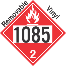 Flammable Gas Class 2.1 UN1085 Removable Vinyl DOT Placard