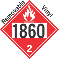 Flammable Gas Class 2.1 UN1860 Removable Vinyl DOT Placard