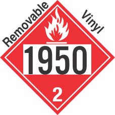 Flammable Gas Class 2.1 UN1950 Removable Vinyl DOT Placard