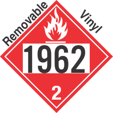 Flammable Gas Class 2.1 UN1962 Removable Vinyl DOT Placard
