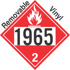 Flammable Gas Class 2.1 UN1965 Removable Vinyl DOT Placard