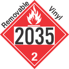 Flammable Gas Class 2.1 UN2035 Removable Vinyl DOT Placard