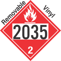 Flammable Gas Class 2.1 UN2035 Removable Vinyl DOT Placard