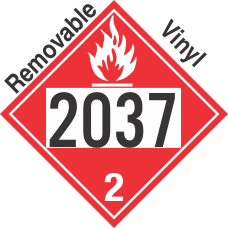 Flammable Gas Class 2.1 UN2037 Removable Vinyl DOT Placard