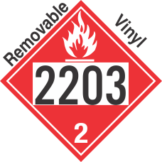 Flammable Gas Class 2.1 UN2203 Removable Vinyl DOT Placard