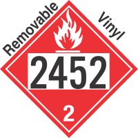 Flammable Gas Class 2.1 UN2452 Removable Vinyl DOT Placard