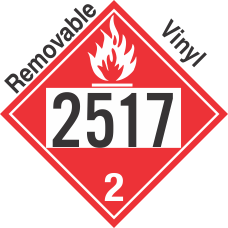 Flammable Gas Class 2.1 UN2517 Removable Vinyl DOT Placard