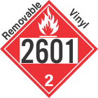 Flammable Gas Class 2.1 UN2601 Removable Vinyl DOT Placard