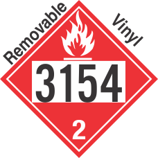 Flammable Gas Class 2.1 UN3154 Removable Vinyl DOT Placard