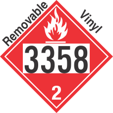Flammable Gas Class 2.1 UN3358 Removable Vinyl DOT Placard