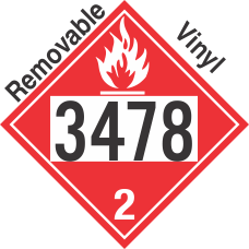 Flammable Gas Class 2.1 UN3478 Removable Vinyl DOT Placard