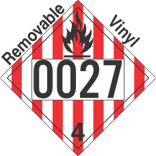 Flammable Solid Class 4.1 UN0027 Removable Vinyl DOT Placard