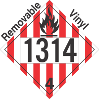 Flammable Solid Class 4.1 UN1314 Removable Vinyl DOT Placard