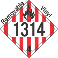 Flammable Solid Class 4.1 UN1314 Removable Vinyl DOT Placard