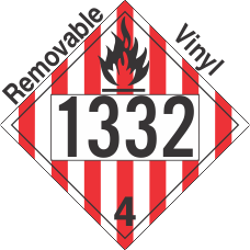 Flammable Solid Class 4.1 UN1332 Removable Vinyl DOT Placard