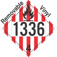 Flammable Solid Class 4.1 UN1336 Removable Vinyl DOT Placard