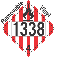 Flammable Solid Class 4.1 UN1338 Removable Vinyl DOT Placard