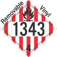 Flammable Solid Class 4.1 UN1343 Removable Vinyl DOT Placard