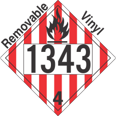 Flammable Solid Class 4.1 UN1343 Removable Vinyl DOT Placard