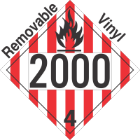 Flammable Solid Class 4.1 UN2000 Removable Vinyl DOT Placard