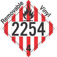 Flammable Solid Class 4.1 UN2254 Removable Vinyl DOT Placard