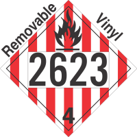 Flammable Solid Class 4.1 UN2623 Removable Vinyl DOT Placard