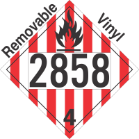 Flammable Solid Class 4.1 UN2858 Removable Vinyl DOT Placard