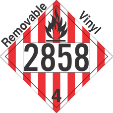 Flammable Solid Class 4.1 UN2858 Removable Vinyl DOT Placard