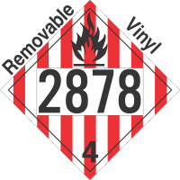 Flammable Solid Class 4.1 UN2878 Removable Vinyl DOT Placard