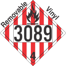Flammable Solid Class 4.1 UN3089 Removable Vinyl DOT Placard