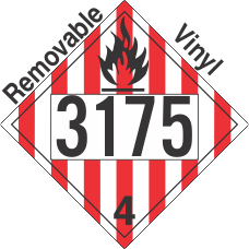 Flammable Solid Class 4.1 UN3175 Removable Vinyl DOT Placard