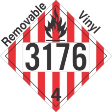 Flammable Solid Class 4.1 UN3176 Removable Vinyl DOT Placard