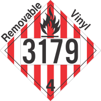 Flammable Solid Class 4.1 UN3179 Removable Vinyl DOT Placard