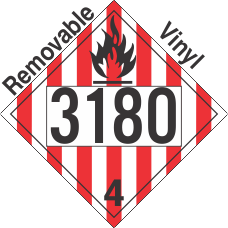 Flammable Solid Class 4.1 UN3180 Removable Vinyl DOT Placard