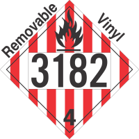 Flammable Solid Class 4.1 UN3182 Removable Vinyl DOT Placard