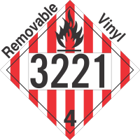 Flammable Solid Class 4.1 UN3221 Removable Vinyl DOT Placard